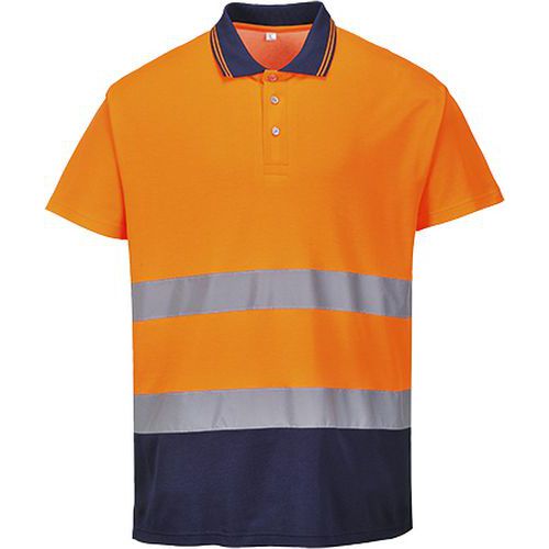 Koszulka polo dwukolorowa Cotton Comfort, niebieski/pomarańczowy