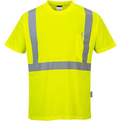 T-shirt ostrzegawczy z kieszonką, żółty