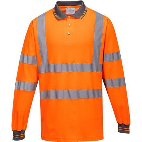 Koszulka polo ostrzegawcza Cotton Comfort z długimi rękawami, pomarańczowy