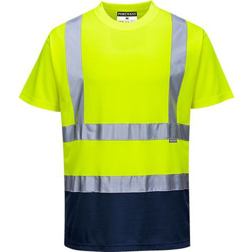 T-shirt ostrzegawczy dwukolorowy, niebieski/żółty