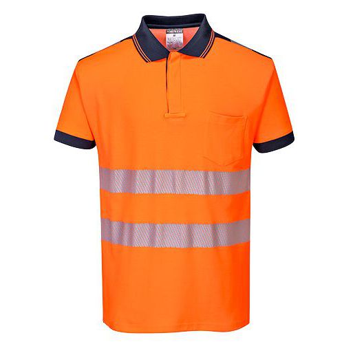 Koszulka Polo ostrzegawcza PW3, niebieski/pomarańczowy