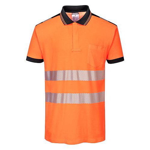 Koszulka Polo ostrzegawcza PW3, czarny/pomarańczowy