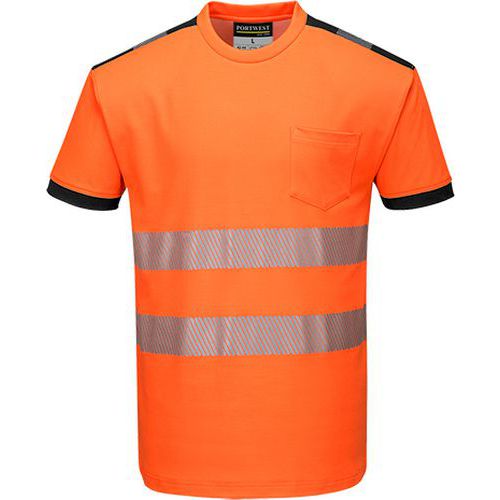 T-Shirt ostrzegawczy PW3, czarny/pomarańczowy