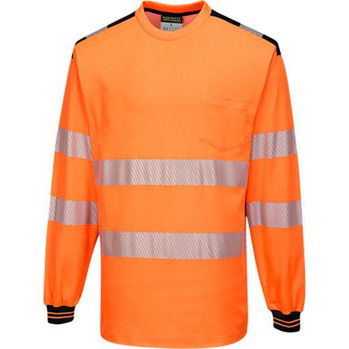 T-shirt ostrzegawczy PW3 z długim rękawem, czarny/pomarańczowy