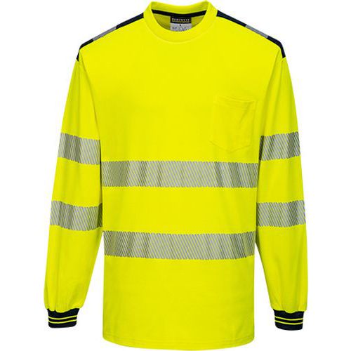 T-shirt ostrzegawczy PW3 z długim rękawem, czarny/żółty