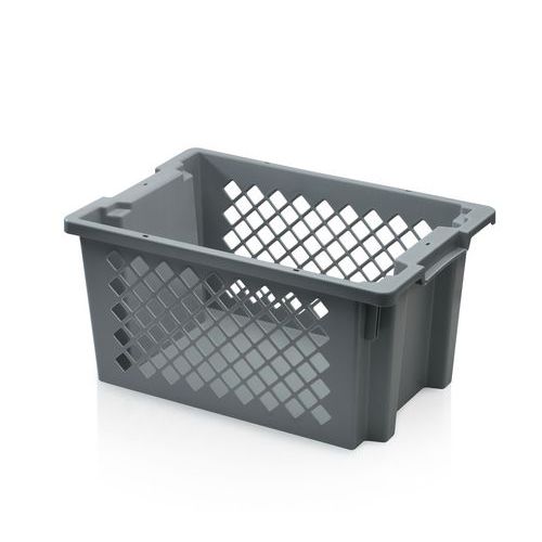 Plastikowe skrzynki transportowe SN64 z możliwością sztaplowania PP, perforowane ściany