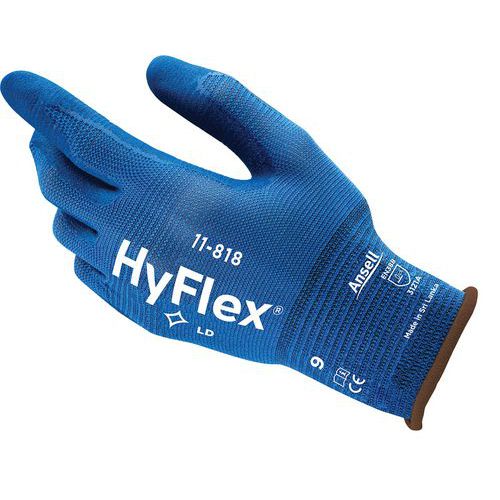 Rękawice nylonowe Ansell HyFlex® 11-818 częściowo powlekane nitrylem, 1 para Rękawice nylonowe Ansell HyFlex® 11-818 częściowo powlekane nitrylem, 1 para