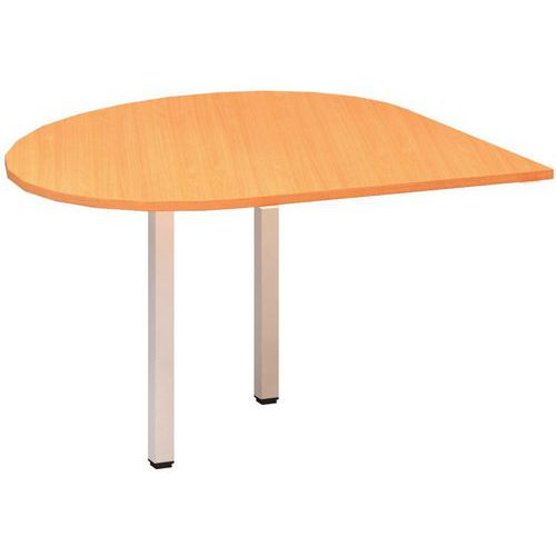 Dostawki do stołu Alfa 200 z białą podstawą, 120 x 120 x 74,2 cm, kropla, wersja prawa