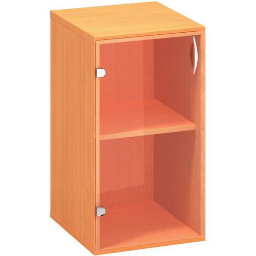 Szafki niskie wąskie Alfa 500, 73,5 x 40 x 45,8 cm, ze szklanymi drzwiczkami – wersja lewa