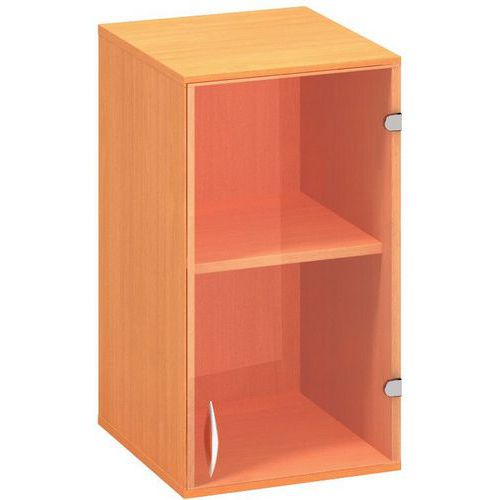 Szafki dostawne niskie wąskie Alfa 500, 71,7 x 40 x 45,8 cm, ze szklanymi drzwiczkami – wersja prawa