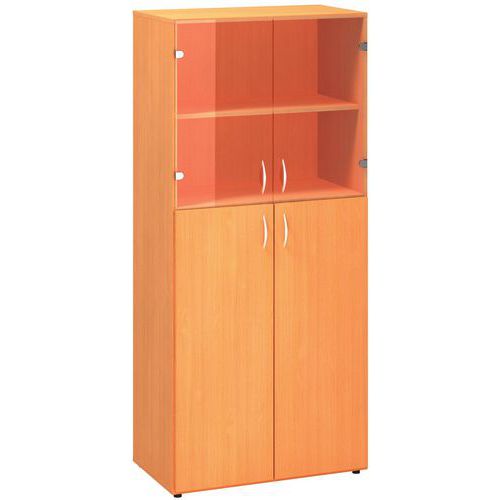 Szafki wysokie szerokie Alfa 500, 178 x 80 x 47 cm, ze drzwiczkami z płyty meblowej i szklanymi