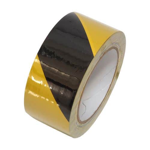 Taśma ostrzegawcza, klejąca, PVC, czarno – żółta, 50 mm x 33 m