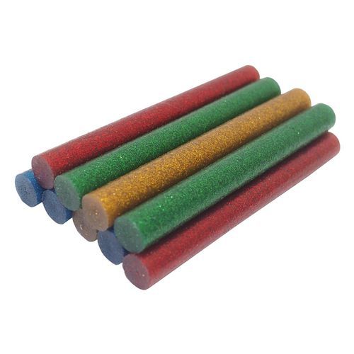 TOPTRADE klej termotopliwy, 4 kolory z brokatem – czerwony, żółty, niebieski, zielony 11,2 x 100 mm, 10 szt.