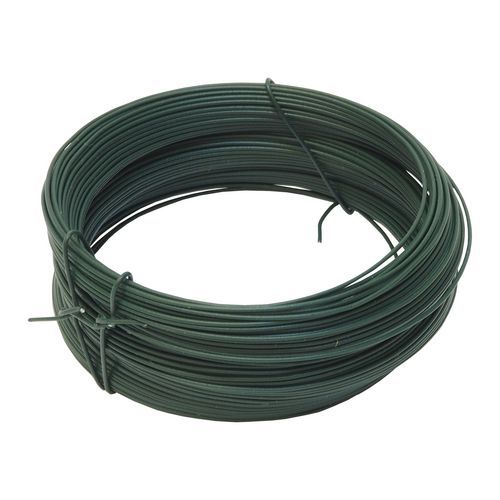 TOPTRADE drut wiązałkowy, powlekany tworzywem sztucznym, zielony, średnica 1,25 mm / 50 m