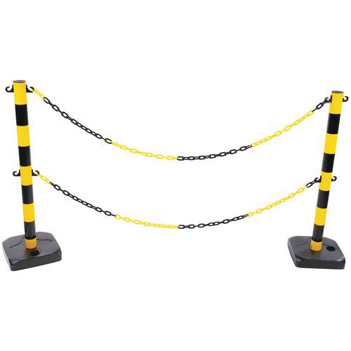 Plastikowe słupki odgradzające Manutan Expert z łańcuchem, wysokość 90 cm, 2 szt.