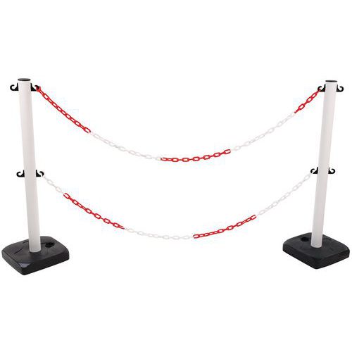 Plastikowe słupki odgradzające Manutan Expert z łańcuchem, wysokość 90 cm, 2 szt.