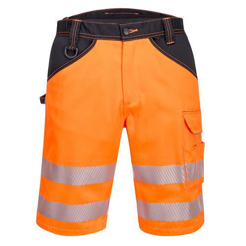 Krótkie spodnie ostrzegawcze PW3, czarny/pomarańczowy