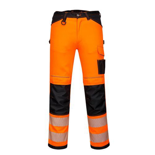 Damskie spodnie ostrzegawcze PW3  stretch, czarny/pomarańczowy