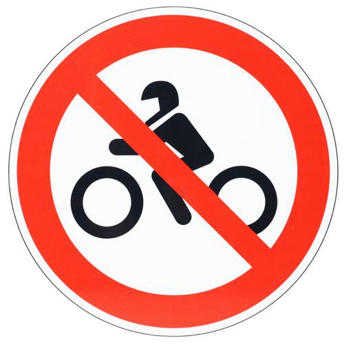 Znak zakazu Manutan Expert - Zakaz wjazdu motocyklem, aluminium, 350 mm
