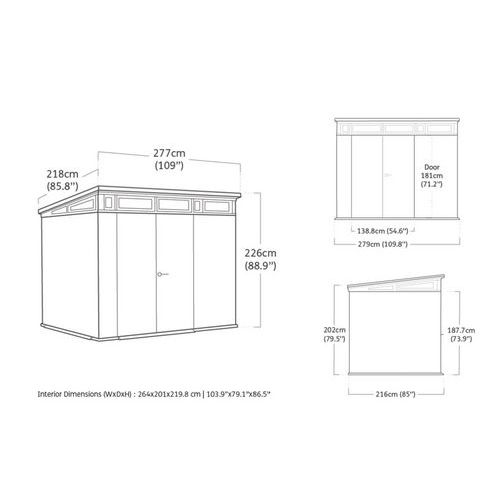 Magazynek ogrodowy Vertical 9 x 7, szary