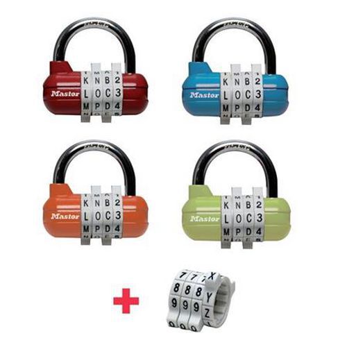 Zestaw kłódek szyfrowych 1534EURD Master Lock, poziomych, 64 mm, 4 szt.
