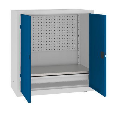 Szafki warsztatowe metalowe z panelami perforowanymi, 104 x 100 x 50 cm, 1 szuflada