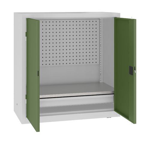 Szafki warsztatowe metalowe z panelami perforowanymi, 104 x 100 x 50 cm, 1 szuflada