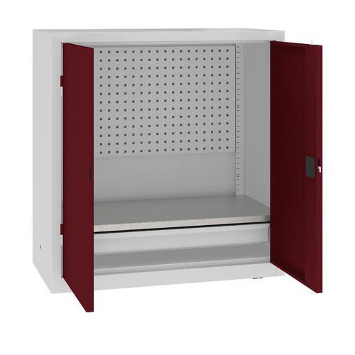 Szafki warsztatowe metalowe z panelami perforowanymi, 104 x 100 x 50 cm, 1 szuflada