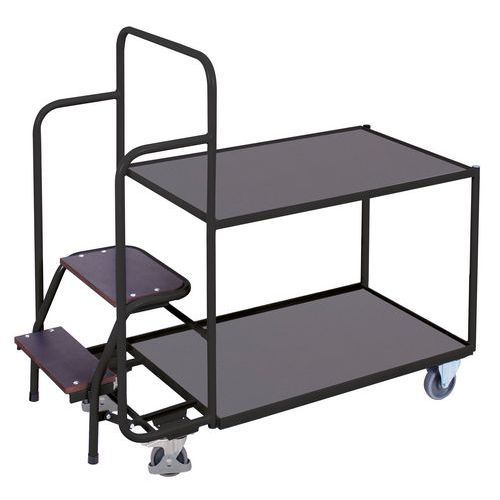 Wózki półkowe ze stopniami, do 250 kg, 2 półki