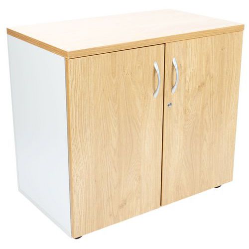 Niska drewniana szafa aktowa Simmob Quatuor, 75 x 80 x 47 cm, 1 półka, biały/dąb Niska drewniana szafa aktowa Simmob Quatuor, 75 x 80 x 47 cm, 1 półka, biały/dąb