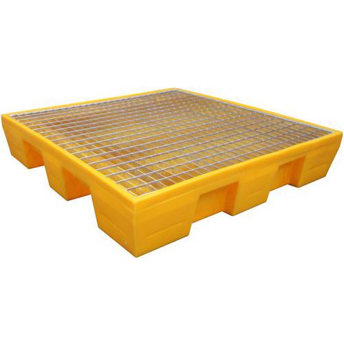 Plastikowe wanny wychwytowe EMP z rusztem, żółte, 220 l