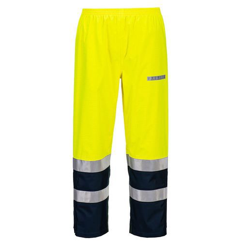 Trudnopalne i antystatyczne spodnie ostrzegawcze Bizflame Rain + Light Arc, niebieski/żółty