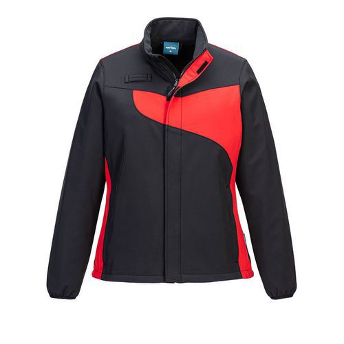 Damska kurtka softshell PW2 (2L), czerwony/czarny
