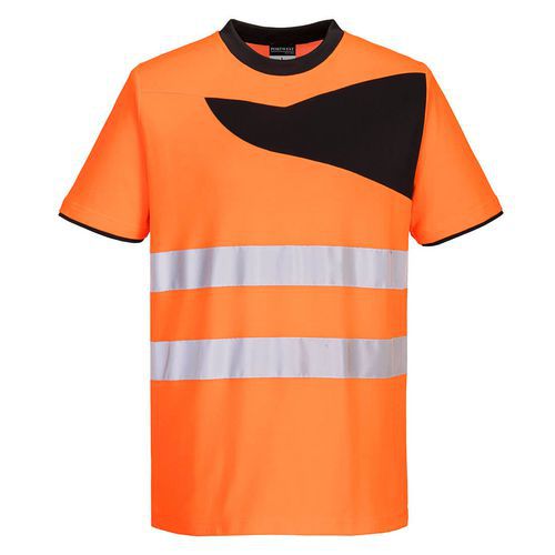 T-Shirt ostrzegawczy PW2, czarny/pomarańczowy