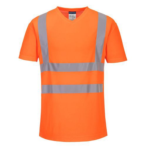 T-SHIRT W SEREK ZE WSTAWKAMI Z SIATKI, pomarańczowy