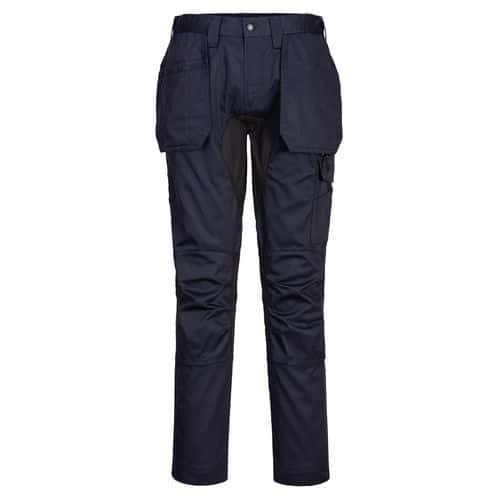 Elastyczne spodnie robocze WX2 z kieszeniami kaburowymi, czarny/niebieski