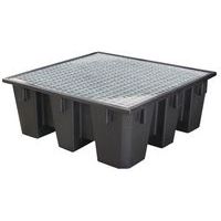 Plastikowe wanny wychwytowe EMP z rusztem, czarne, 450 l