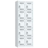 Szafy szatniowe Vinco, o konstrukcji spawanej, 2 słupki, 10 boksów, 300 mm, zamek cylindryczny