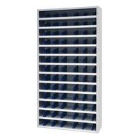 Regały metalowe z przegrodą Manutan Expert, 198 x 60 x 20 - 30 cm, 12 półek, szare