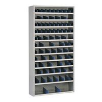 Regały metalowe z przegrodą Manutan Expert, 198 x 100 x 20 - 40 cm, 12 półek