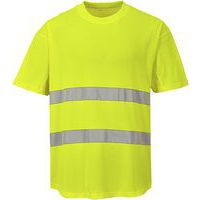 Ostrzegawczy T-shirt z panelami z siatki, żółty