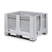 Kontener paletowy MaxiLog z perforowanymi ścianami, 2 płozy, 610 l