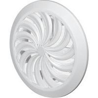 REFLEX kratka wentylacyjna, plastikowa, biała, okrągła, żebra wachlarzowe z siatką, wylot, 180/100–150 mm