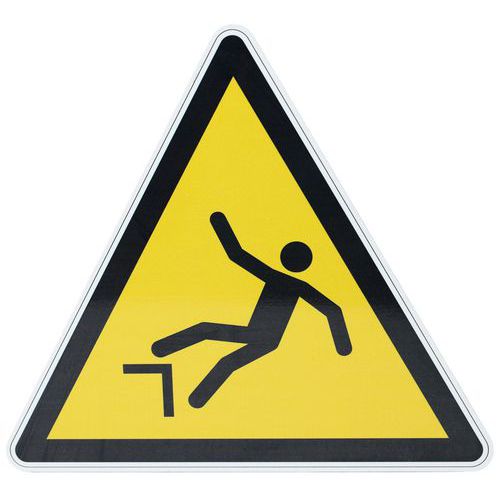 Znak ostrzegawczy Manutan Expert - Niebezpieczeństwo upadku, aluminium, 300 mm