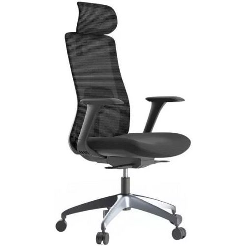 Fotel biurowy WISDOM, czarne tworzywo sztuczne - Fotel biurowy WISDOM, czarne tworzywo sztuczne, ciemnoszary