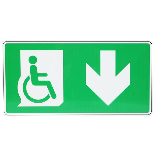 Znaki bezpieczeństwa Manutan Expert - Wyjście ewakuacyjne bez barier, aluminium - Stół bezpieczeństwa Manutan Expert - Wyjście ewakuacyjne bez barier,