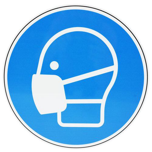 Znaki poleceń Manutan Expert - Stosować maskę ochronną, aluminiową - Znak rozkazu Manutan Expert - Stosować maskę ochronną, aluminiową, 300 mm