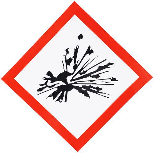 Stół ostrzegawczy Manutan Expert CLP - Niebezpieczeństwo wybuchu, samoprzylepny, 120 x 120 mm