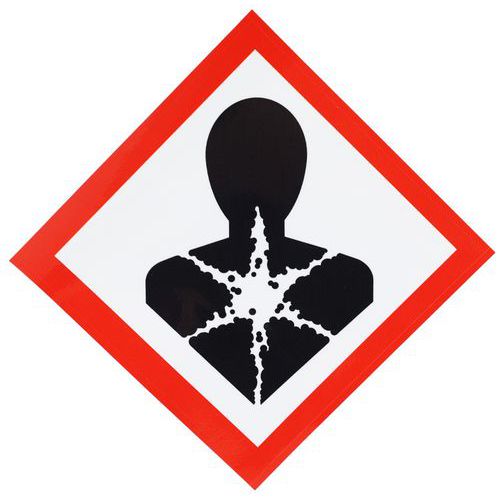 Stół ostrzegawczy Manutan Expert CLP - Zagrożenie zdrowia, samoprzylepny, 120 x 120 mm