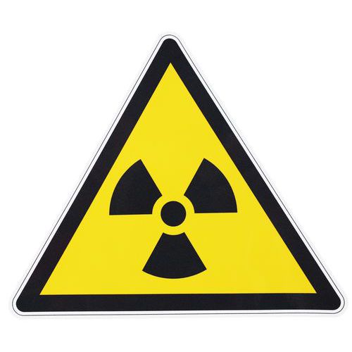 Tablice ostrzegawcze Manutan Expert - Strefa monitorowana ze źródłami promieniowania jonizującego, folia samoprzylepna - Znak ostrzegawczy Manutan Exp